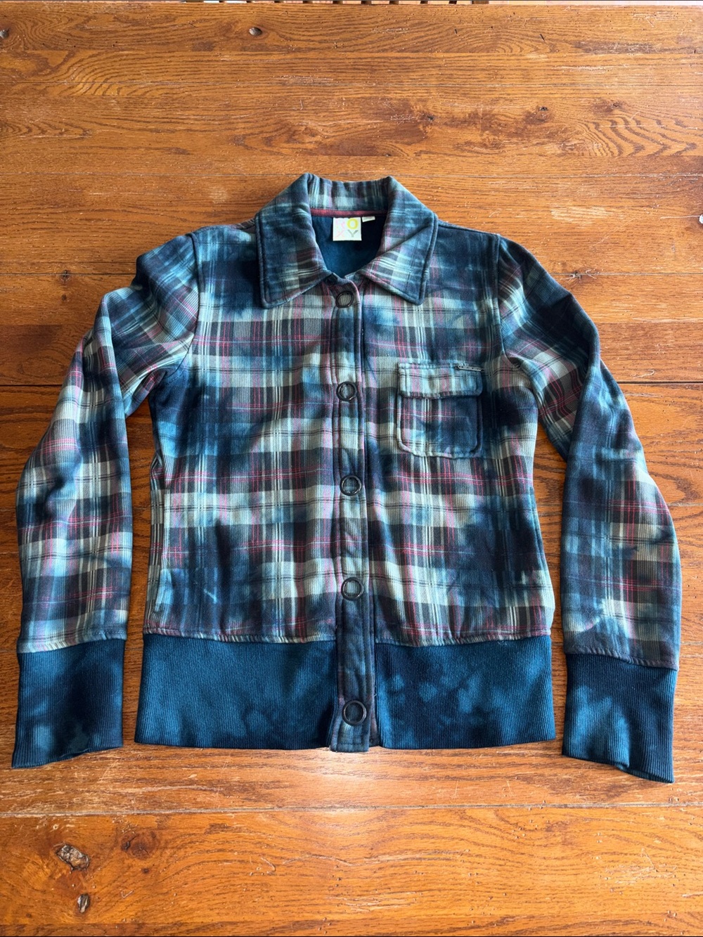 ROXY Plaid Button-Front Women's Jacket in Blue-Green